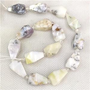 Natural White Moss Opal Teardrop Pendant Faceted, approx 12-20mm [GB20414]