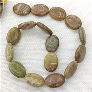 Natural Wood Lace Jasper Beads Oval Coffee, approx 18-25mm [GB20428]