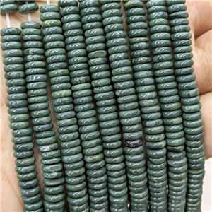 Green Wood Lace Jasper Beads Heishi, approx 6mm [GB20444]