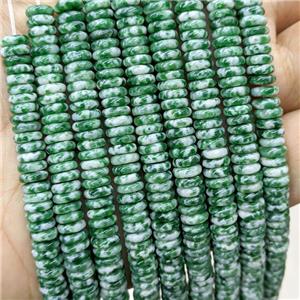 Natural Green Dalmatian Jasper Heishi Beads, approx 6mm [GB20445]