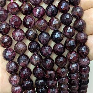 Natural Garnet Beads DarkRed Dye Faceted Round, approx 8mm dia [GB20450-8MM]