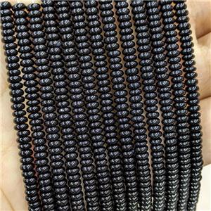Natural Black Onyx Agate Beads Smooth Rondelle, approx 2x4mm [GB20466]