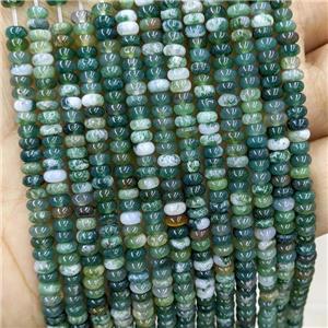 Natural Green Moss Agate Beads Smooth Rondelle, approx 2x4mm [GB20480]