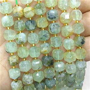 Natural Green Prehnite Beads Faceted Cube, approx 8-9mm [GB20490]
