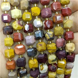Natural Mookaite Beads Multicolor Faceted Cube, approx 8-9mm [GB20503]