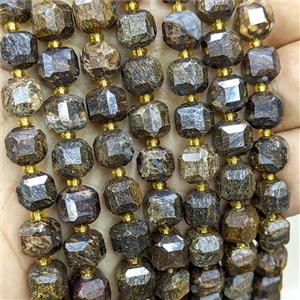 Natural Bronzite Beads Faceted Cube, approx 8-9mm [GB20508]