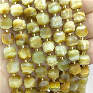 Tiger Eye Stone Beads Golden Faceted Cube, approx 8-9mm [GB20514]
