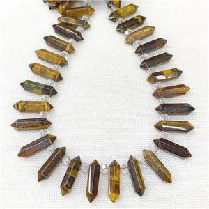 Natural Tiger Eye Stone Prism Beads Point, approx 8-30mm [GB20524]