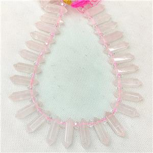 Natural Pink Rose Quartz Prism Beads, approx 8-30mm [GB20529]