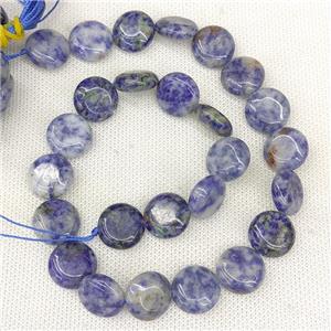 Natural Blue Dalmatian Jasper Coin Beads, approx 15mm [GB20542]
