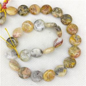 Natural Yellow Crazy Lace Agate Coin Beads Flat Circle, approx 15mm [GB20546]