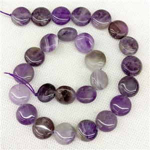 Natural Purple Amethyst Coin Beads, approx 15mm [GB20552]