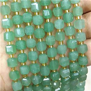 Natural Green Aventurine Beads Faceted Cube, approx 6-7mm [GB20567]