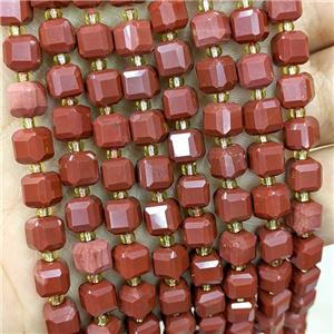 Natural Red Jasper Beads Faceted Cube, approx 6-7mm [GB20569]