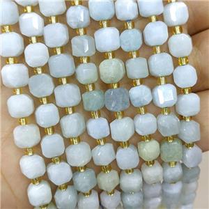 Natural Aquamarine Beads Faceted Cube, approx 6-7mm [GB20588]