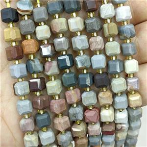 Natural Ocan Jasper Beads Multicolor Faceted Cube, approx 6-7mm [GB20589]
