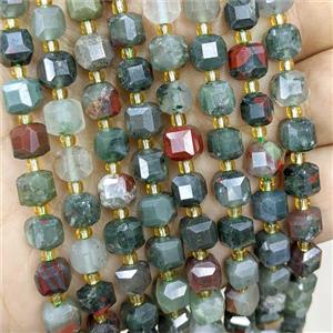 Natural African Bloodstone Beads Faceted Cube, approx 6-7mm [GB20590]