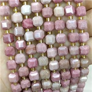 Natural Pink Wood Lace Jasper Beads Faceted Cube, approx 6-7mm [GB20602]