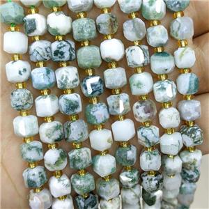 Natural Green Tree Agate Beads Faceted Cube, approx 6-7mm [GB20604]