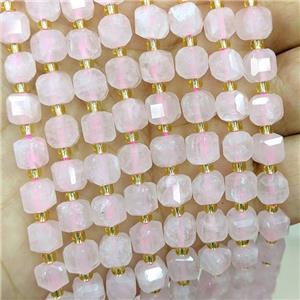 Natural Pink Rose Quartz Beads Faceted Cube, approx 6-7mm [GB20616]