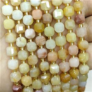 Natural Yellow Aventurine Beads Faceted Cube, approx 6-7mm [GB20618]