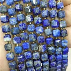 Natural Lapis Lazuli Beads Blue Faceted Cube, approx 6-7mm [GB20620]