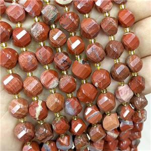 Natural Red Jasper Twist Beads S-Shape Faceted, approx 9-10mm [GB20631]