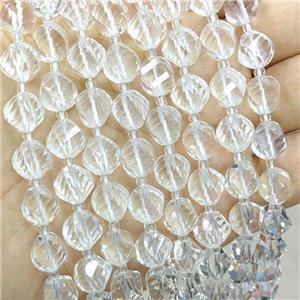 Natural Clear Quartz Twist Beads S-Shape Faceted, approx 7-8mm [GB20632-8MM]