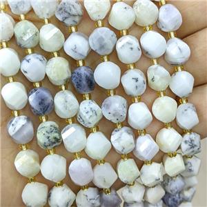 Natural Moss Opal Twist Beads White S-Shape Faceted, approx 7-8mm [GB20633-8MM]