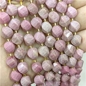 Natural Pink Wood Lace Jasper Twist Beads S-Shape Faceted, approx 9-10mm [GB20634]
