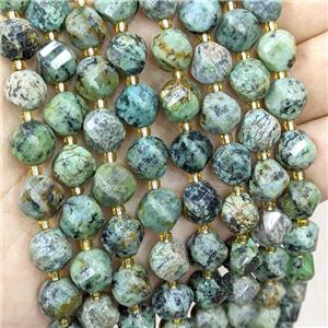 Natural Green African Turquoise Twist Beads S-Shape Faceted, approx 9-10mm [GB20635]