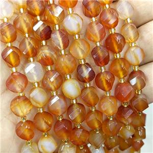 Natural Agate Twist Beads S-Shape Faceted Red Dye, approx 7-8mm [GB20637-8MM]