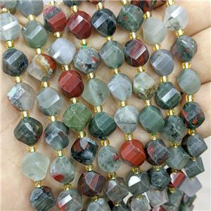 Natural African Bloodstone Twist Beads S-Shape Faceted, approx 9-10mm [GB20643]