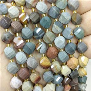 Natural Ocean Jasper Twist Beads S-Shape Faceted Multicolor, approx 7-8mm [GB20649-8MM]