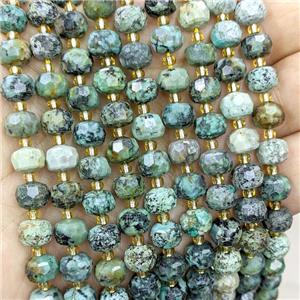 Natural Green African Turquoise Beads Faceted Rondelle, approx 6-8mm [GB20665]