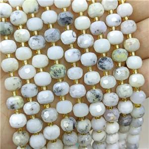 Natural White Moss Opal Beads Faceted Rondelle, approx 6-8mm [GB20673]