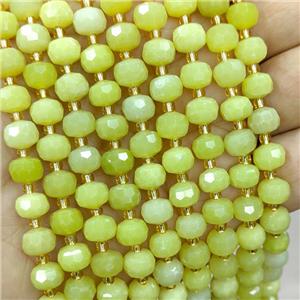 Natural Lemon Jade Beads Faceted Rondelle Olive, approx 6-8mm [GB20675]