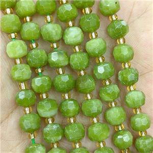 Natural Chinese Nephrite Jade Beads Faceted Rondelle Green, approx 6-8mm [GB20676]