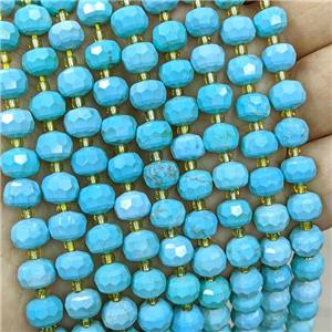 Blue Magnesite Turquoise Beads Faceted Rondelle Dye, approx 6-8mm [GB20677]
