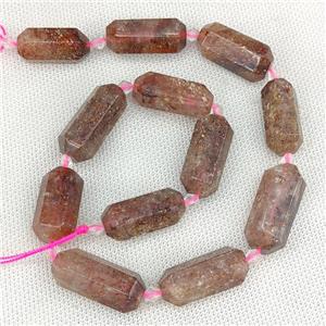 Natural Pink Strawberry Quartz Bullet Beads Prism, approx 13-27mm, 12pcs per st [GB20701]