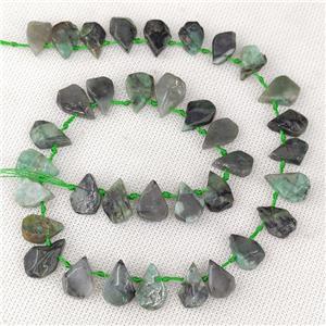 Natural Green Emerald Teardrop Beads Topdrilled, approx 9-14mm [GB20714]