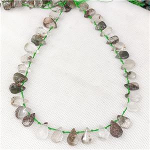 Natural Chlorite Quartz Beads Topdrilled Teardrop, approx 10-16mm [GB20723]