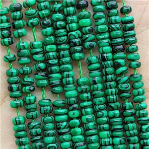 Green Synthetic Malachite Beads Smooth Rondelle, approx 4mm [GB20760]