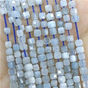 Natual Aquamarine Blue Faceted Cube, approx 3mm [GB20781]