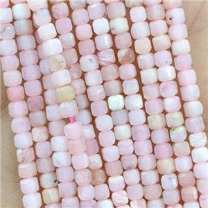Natural Pink Opal Beads A-Grade Faceted Cube, approx 3mm [GB20804]