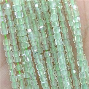 Natural Green Prehnite Beads A-Grade Faceted Cube, approx 2.5mm [GB20807-2.5MM]
