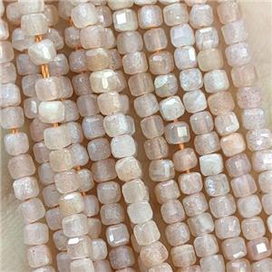 Natural Moonstone Beads Peach Faceted Cube, approx 2.5mm [GB20817-2.5MM]