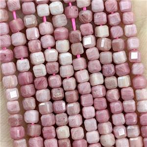 Pink Wood Lace Jasper Beads Faceted Cube, approx 3mm [GB20837]