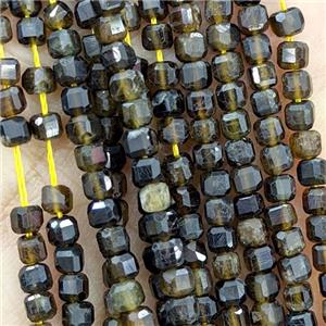Natural Tourmaline Beads Green Faceted Cube, approx 3mm [GB20841]