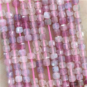 Natural Tourmaline Beads Pink Faceted Cube, approx 2.5mm [GB20844-2.5MM]